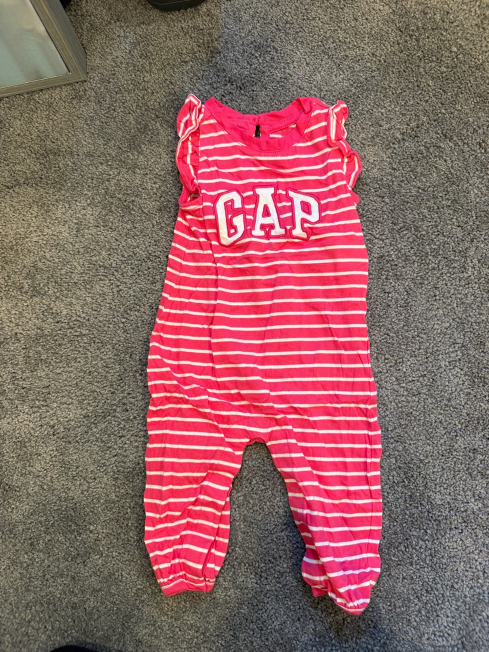 GAP Hot Pink & White Striped Kids Pajama Romper